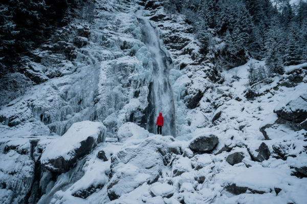 Man hiking during winter in Tirol Austria